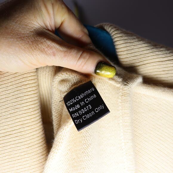 Muse 100% Cashmere Cowl Neck Poncho Sweater Cream Size M - Picture 5 of 5